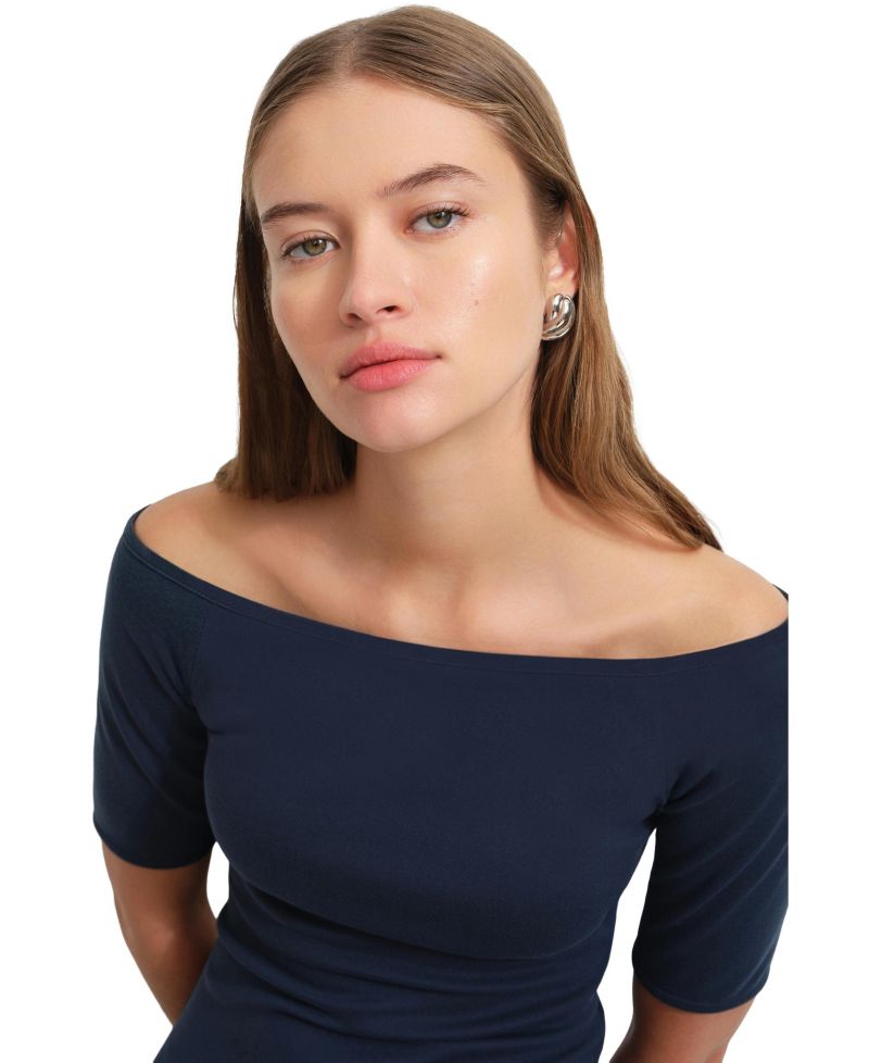 Women's Mila Off-Shoulder Dropped-Waist Pleated Cotton Dress with Pockets