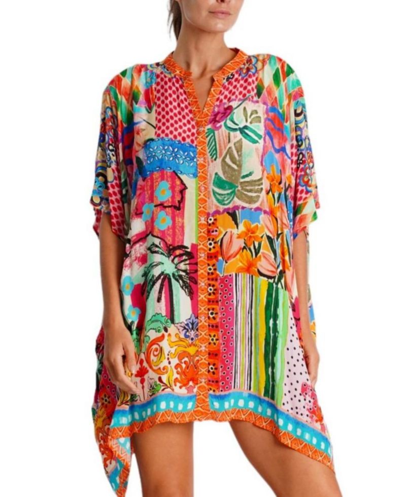 Women's short sleeve mini kaftan dress