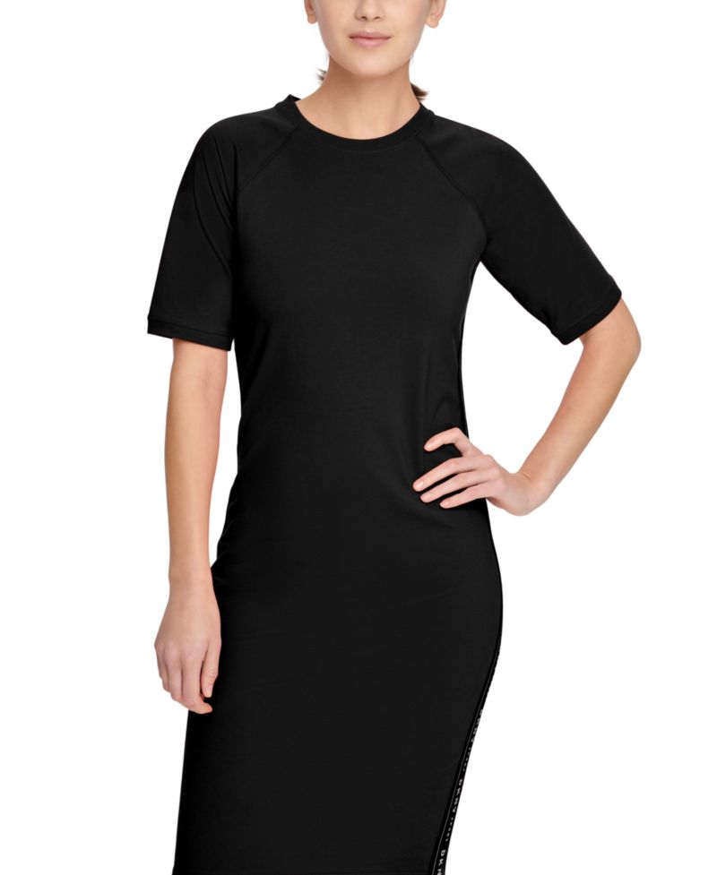 Logo-Stripe Midi Dress