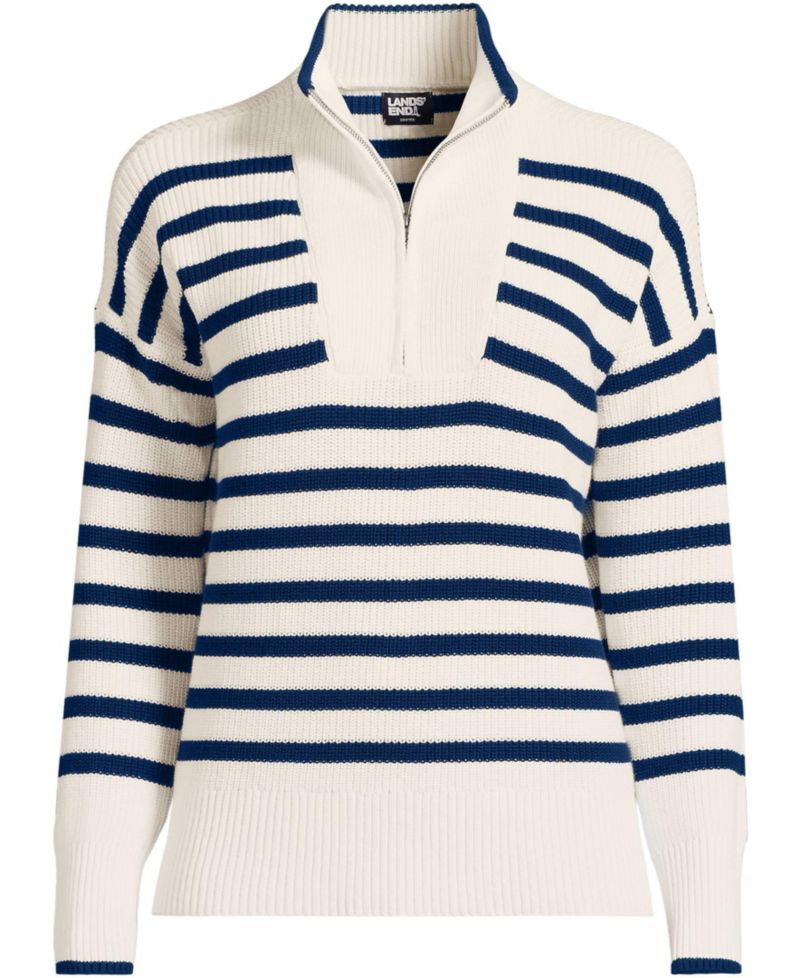 Women's Plus Size Drifter Cotton Quarter Zip Pullover Sweater