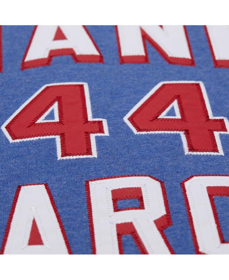 Men's Hank Aaron Royal Atlanta Braves Legends Collection Vintage Logo Fleece Name & Number Pullover Sweatshirt