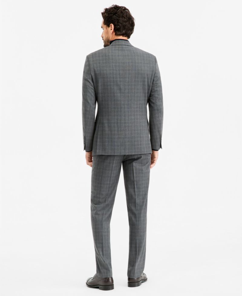 Men's Classic-Fit Gray & Blue Check Suit Separate Pants