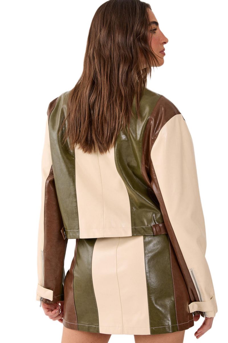 Women's Panelled Faux Leather Biker Jacket