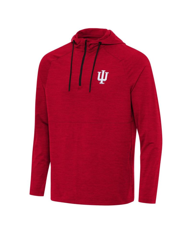 Men's Heather Red Indiana Hoosiers Spikes Quarter-Zip Hoodie