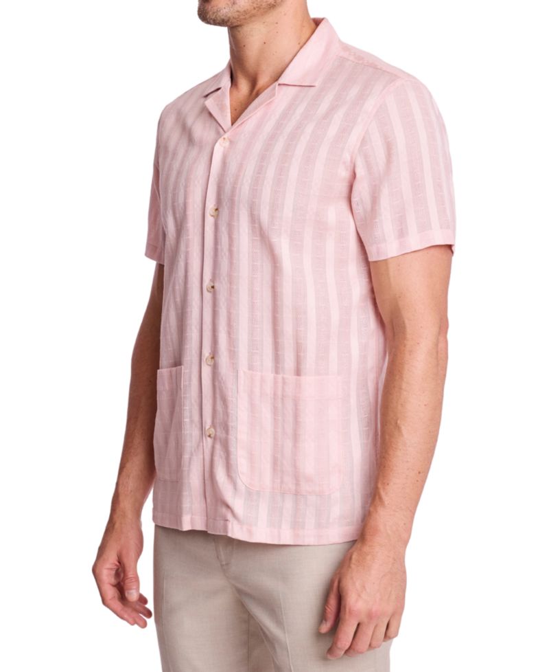 Men's Striped Camp Collar Shirt