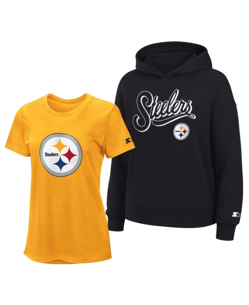 Women's Gold/Black Pittsburgh Steelers Hoodie & T-Shirt Combo Pack