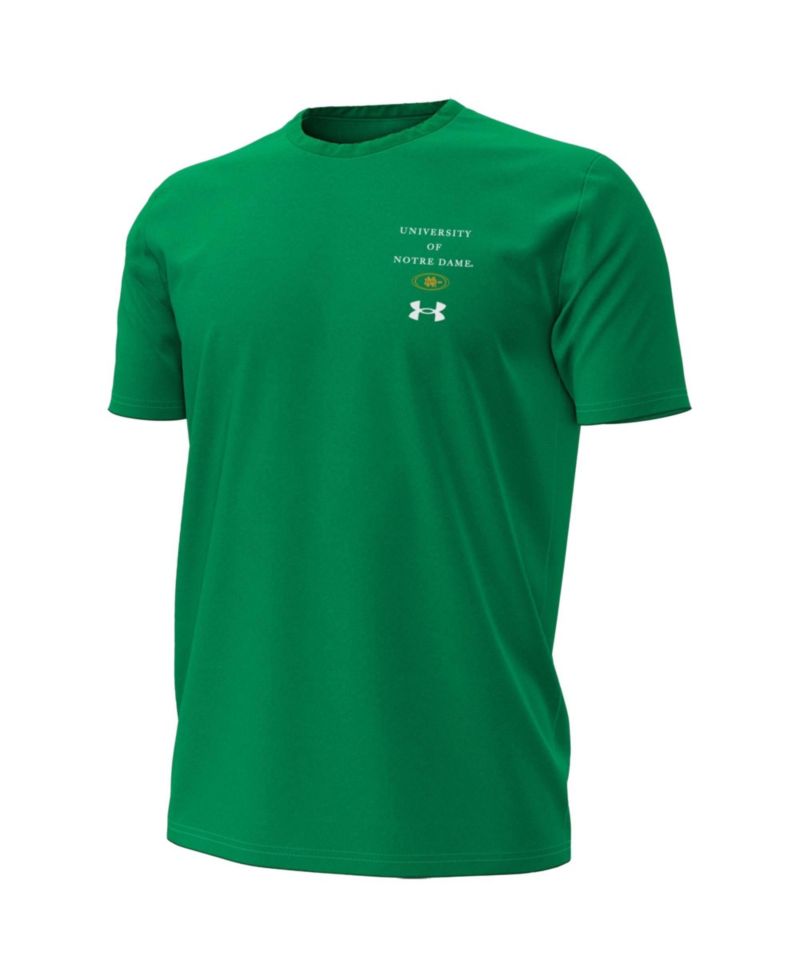 Men's UA Performance Cotton-Blend Collegiate Notre Dame Fighting Irish Screen Print Short-Sleeve Crewneck T-Shirt