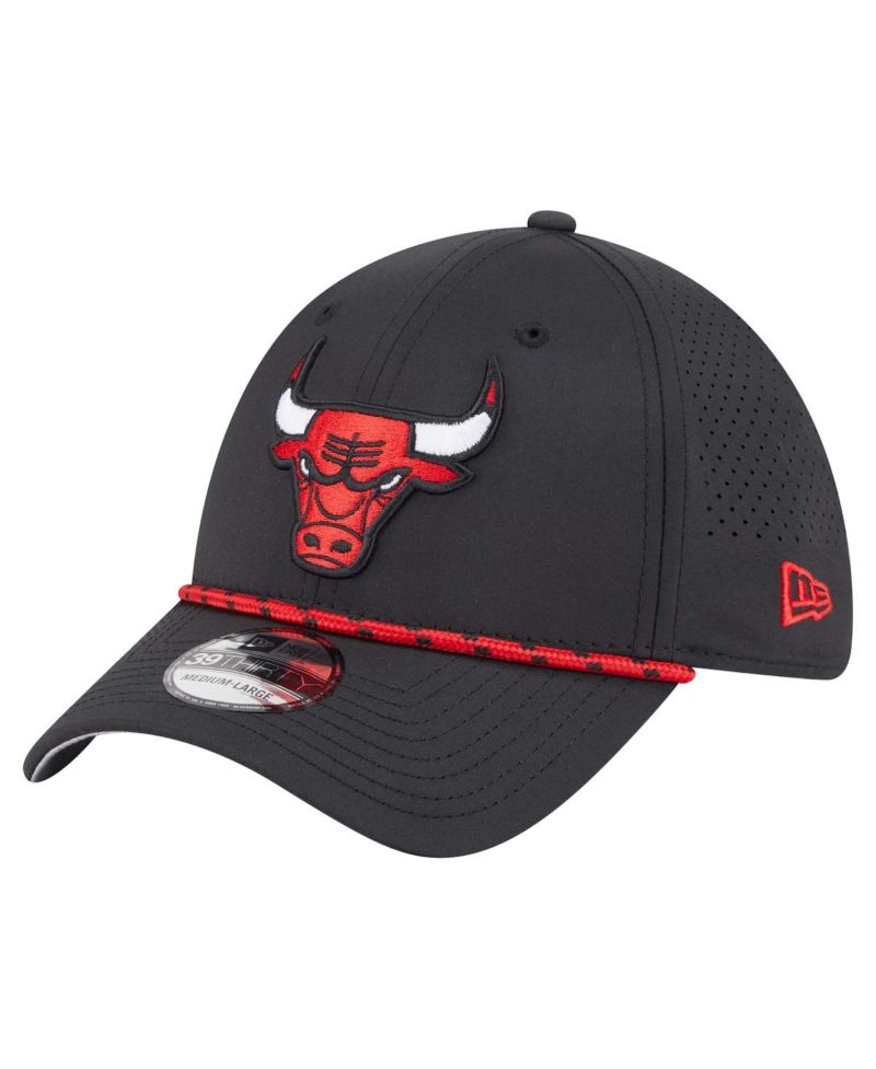 Men's Black Chicago Bulls Featherweight Poly Rope Flex 39Thirty Hat