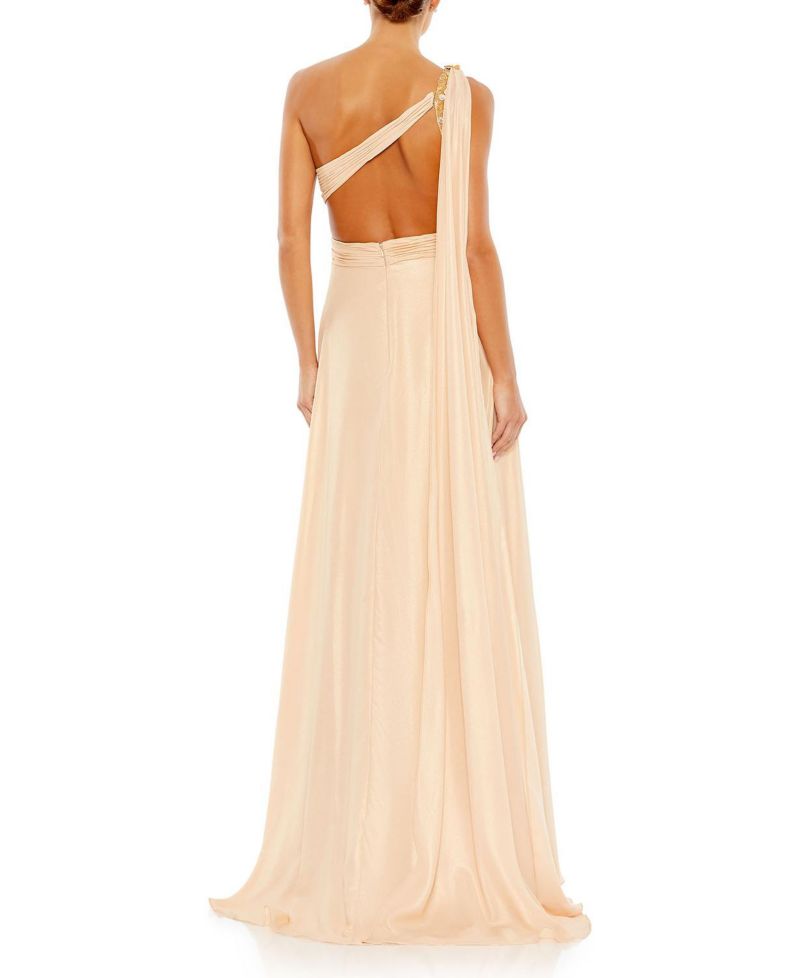 Women's Float One Shoulder Open Back Flowy Gown