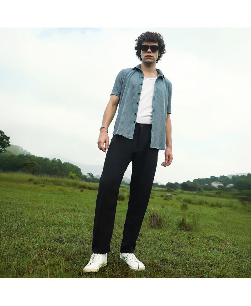 Men's Onyx Black Velvique Tailored Trousers