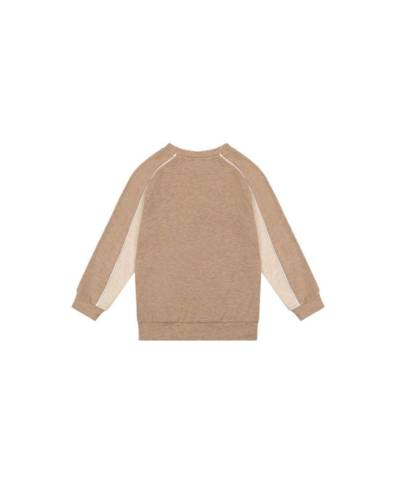 Little Boys 6-12 Brushed Jersey Top with Raglan Sleeves Taupe
