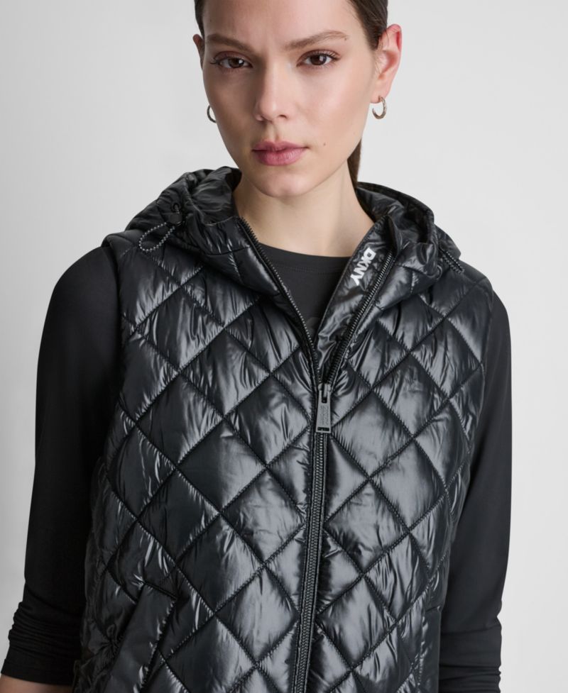 Women's Hooded Diamond Quilt Vest