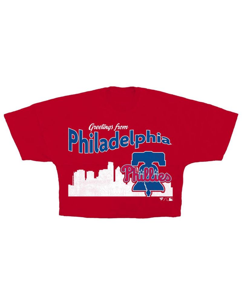 Women's Red Philadelphia Phillies Skyline Crop T-Shirt