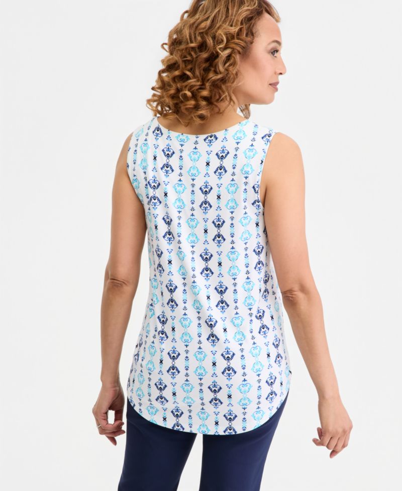 Women's Printed Scoop-Neck Sleeveless Tank Top