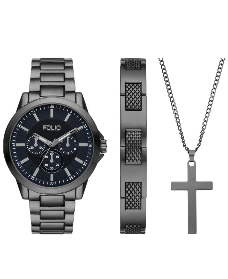 Men's Three Hand Gunmetal Alloy Watch, 45mm