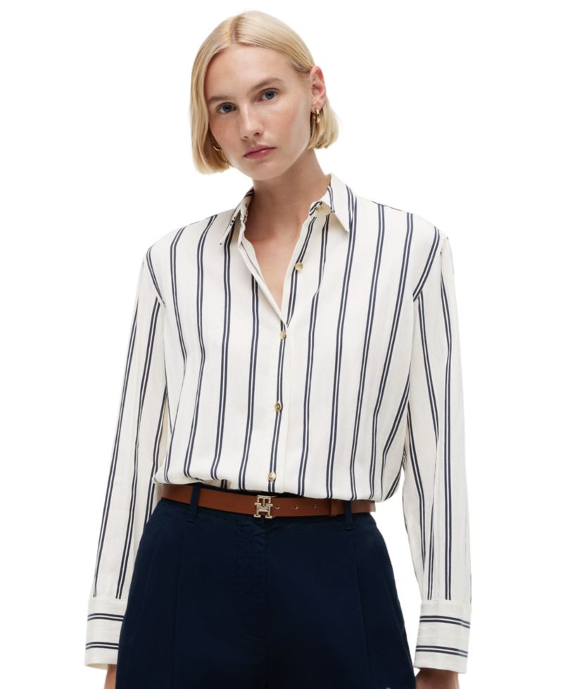 Women's Linen Nautical Stripe Shirt