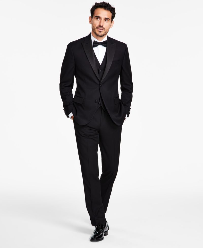 Men's Slim-Fit Stretch Black Tuxedo Pants