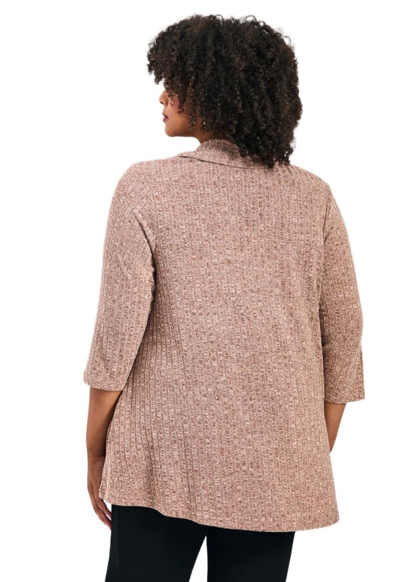 Plus Size Miley Rib Hacci Button Women's Tunic
