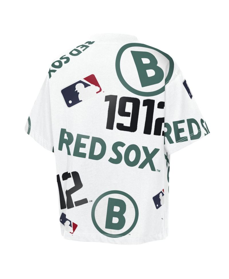 Big Boys and Girls White Boston Red Sox Circus Catch T-Shirt