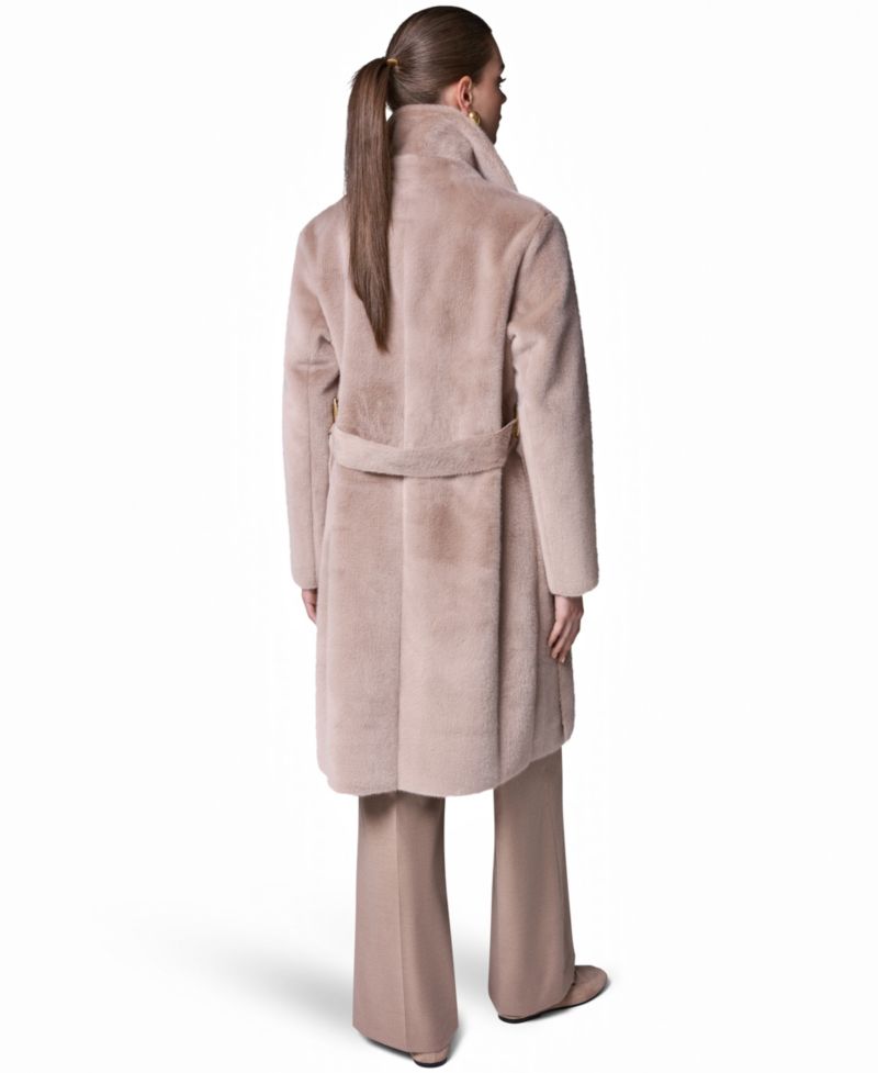 Women's Belted Faux Fur Maxi-Length Coat