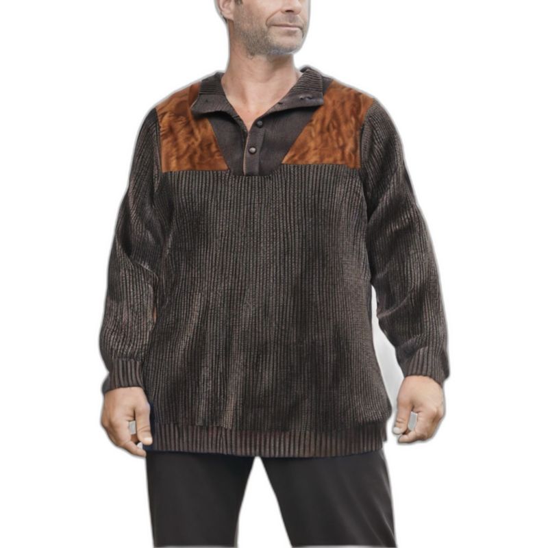 Men's by KingSize Patch Sweater with Mock Neck