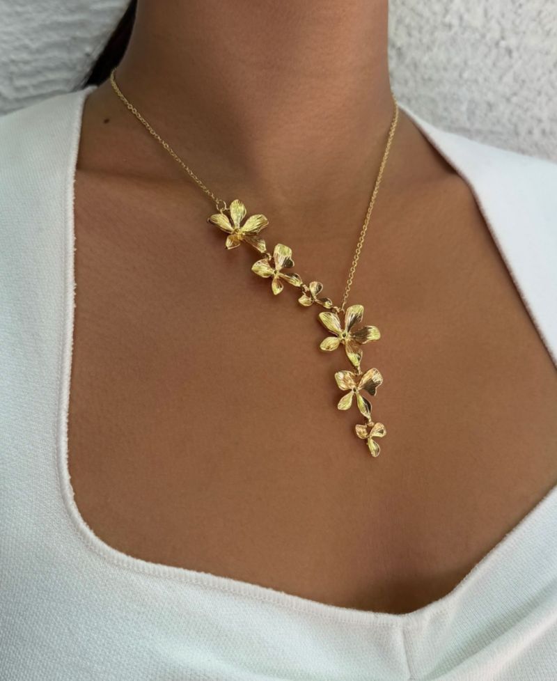 Gold Petals Drop Necklace