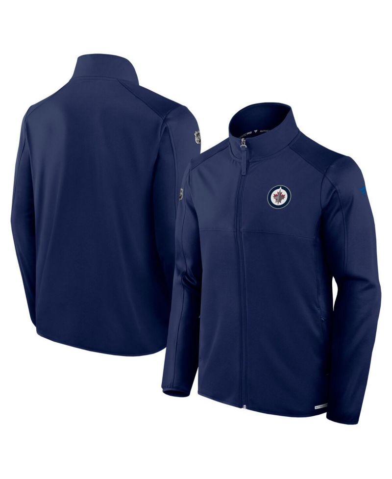 Men's Navy Winnipeg Jets Authentic Pro Rink Fleece Full-Zip Jacket