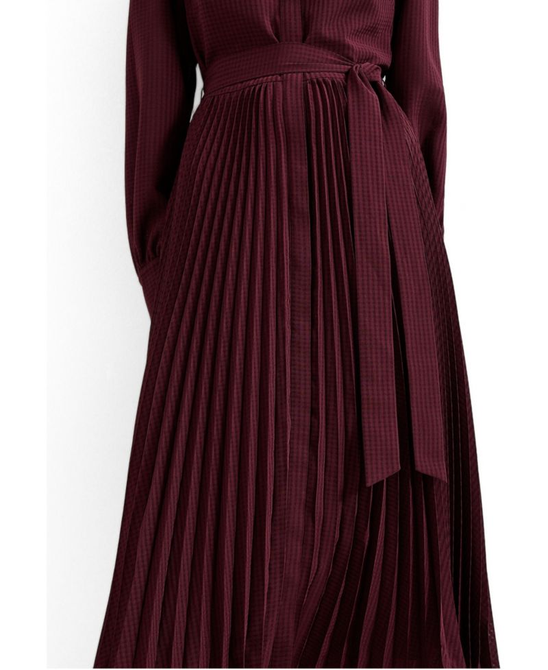 Women's Ren Pleated Long-Sleeve Midi Shirt Dress