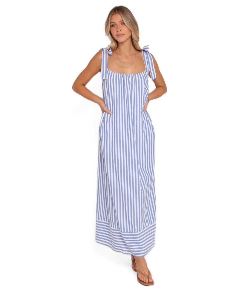 Women's Amber Maxi Square-Neckline Striped Dress