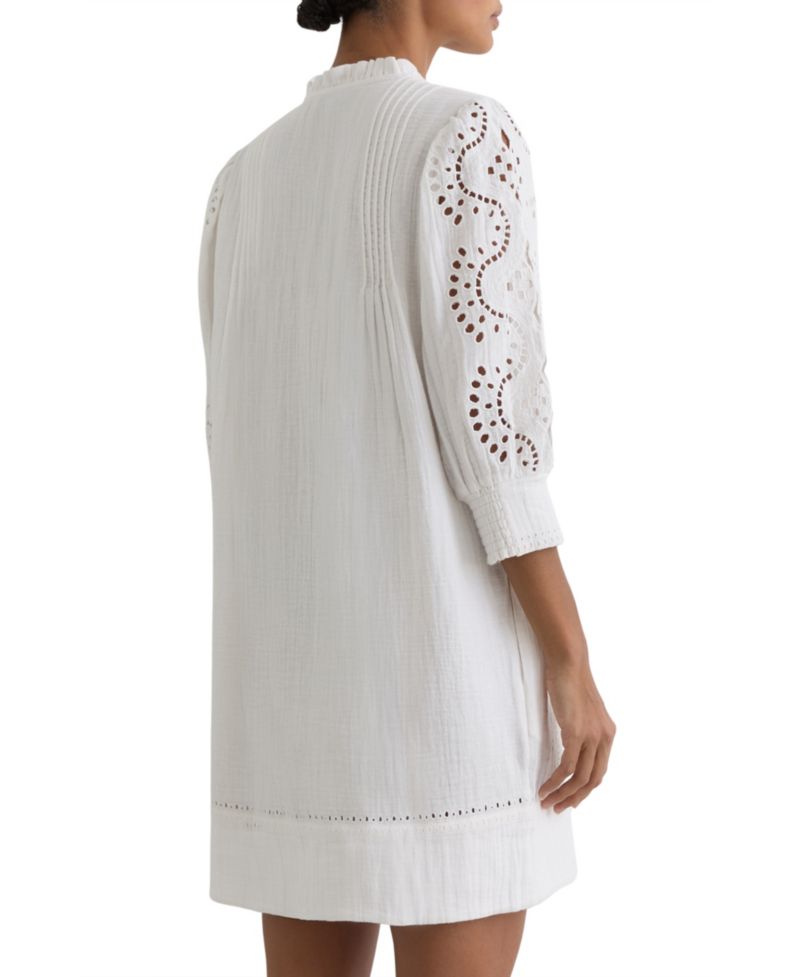 Women's Cotton Cheesecloth Broderie Mini Dress