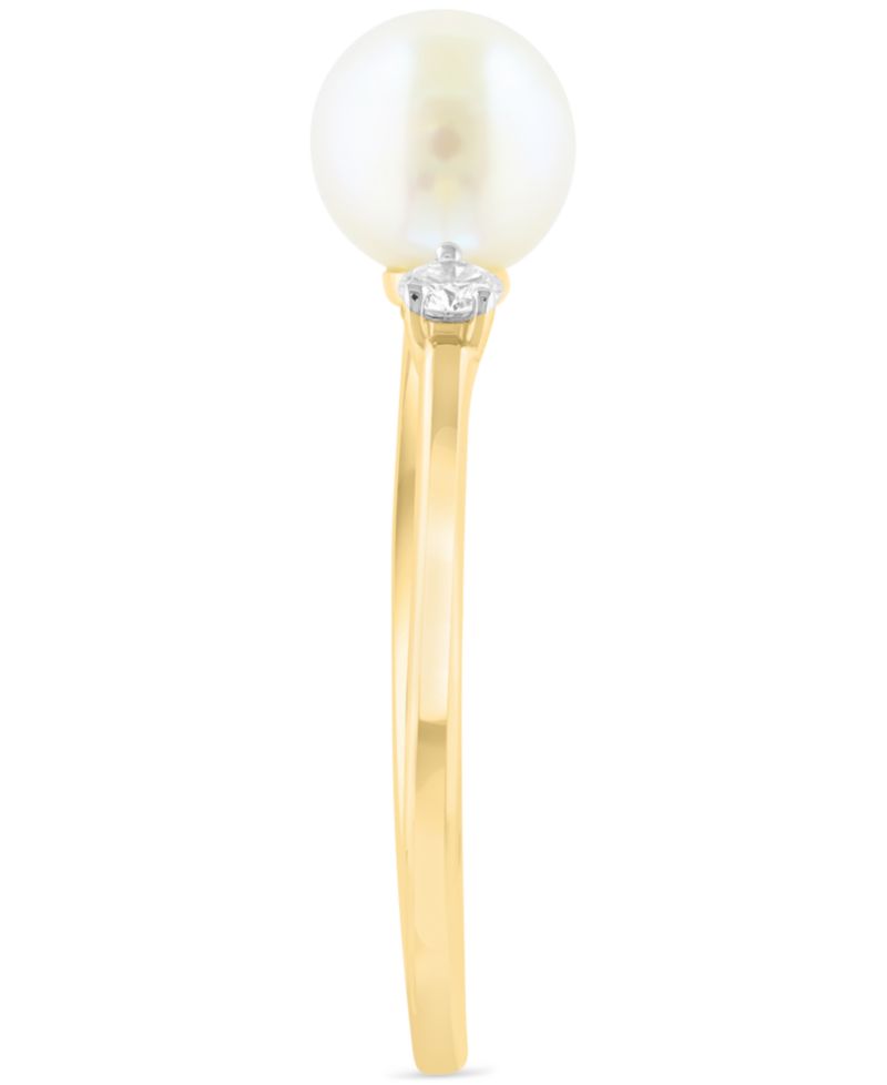 EFFY® Cultured Freshwater Pearl (6mm) & Diamond (1/20 ct. t.w.) Cuff Ring in 14k Gold