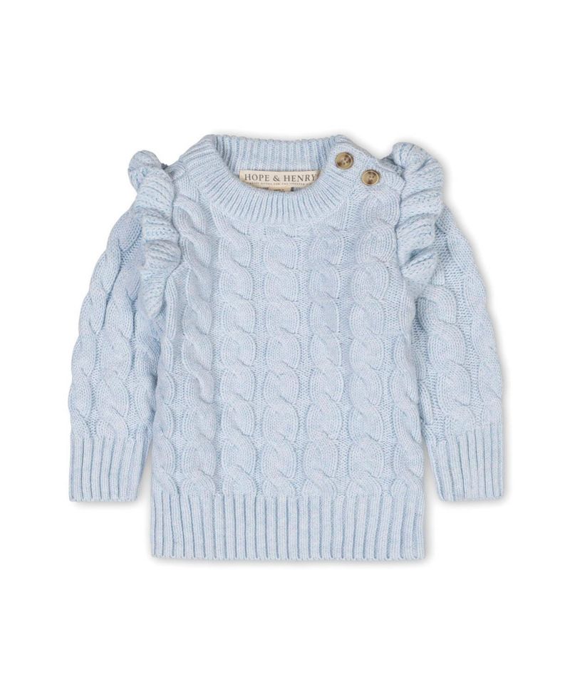 Baby Girls Hope and Henry Organic Long Sleeve Mock Neck Sweater with Ruffle
