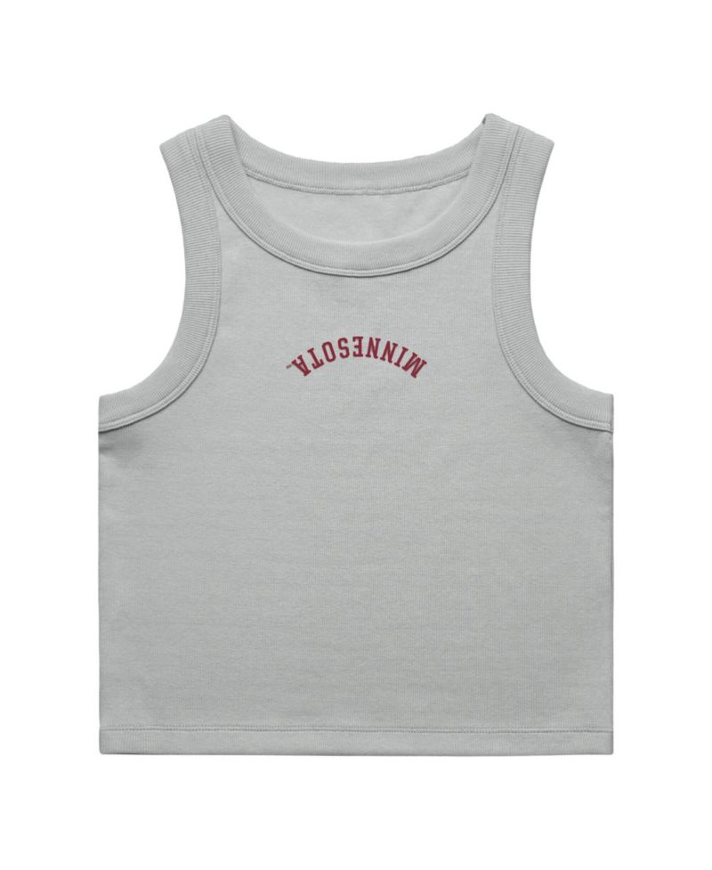 Women's Gray Minnesota Golden Gophers Upside Down Embroidery Ribbed Cropped Tank Top