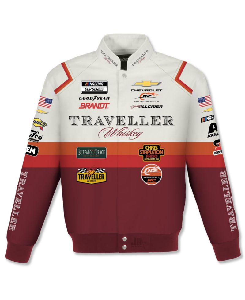 Men's Red/White Justin Allgaier Traveller Whiskey Full-Snap Twill Racing Jacket