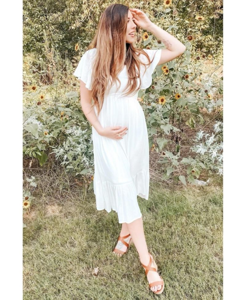 Women's Mauve Smocked V-Neck Midi Dress