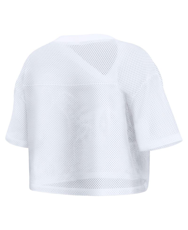 Women's White Green Bay Packers Oversized Mesh Cropped V-Neck Jersey