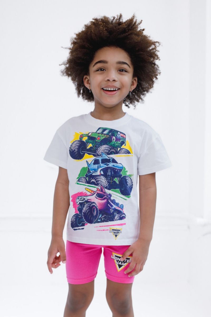 Little Girls Drop Shoulder T-Shirt and Bike Shorts Outfit Set