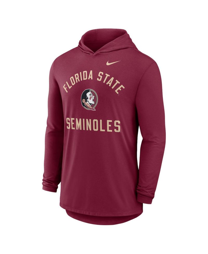 Men's Garnet Florida State Seminoles Classic Arch Tri-Blend Performance Long Sleeve Hoodie T-Shirt