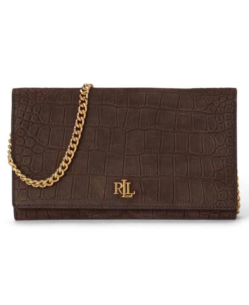 Crocodile-Embossed Medium Adair II Leather Crossbody Wallet