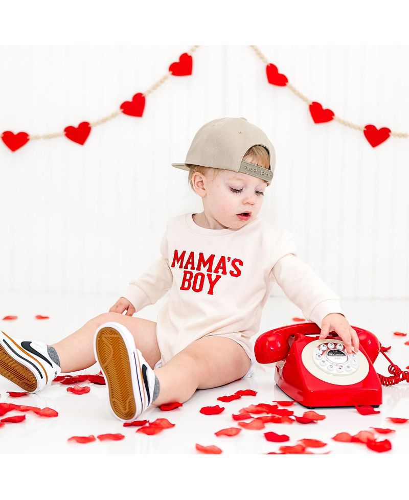 Baby Boys Mama's Varsity Patch Long Sleeve Romper