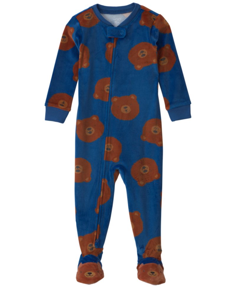 Baby Boys' Bear DreamPlush 2-Way Zipper Footed Pajamas