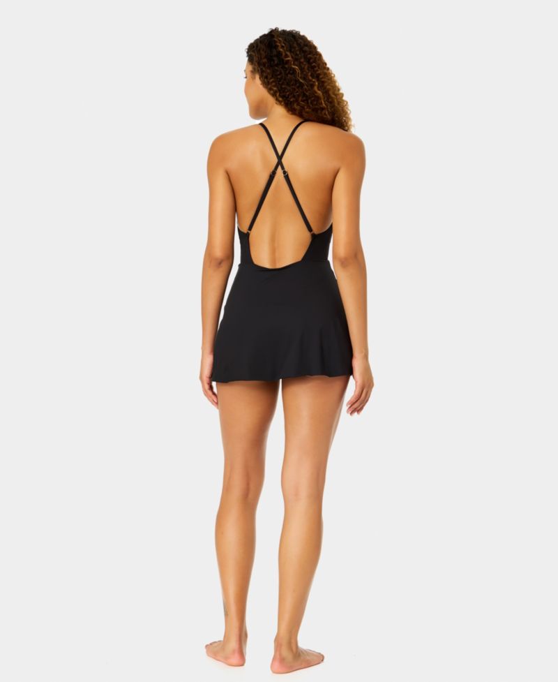 Women's V-Neck Surplice Skirted One-Piece Swim Dress