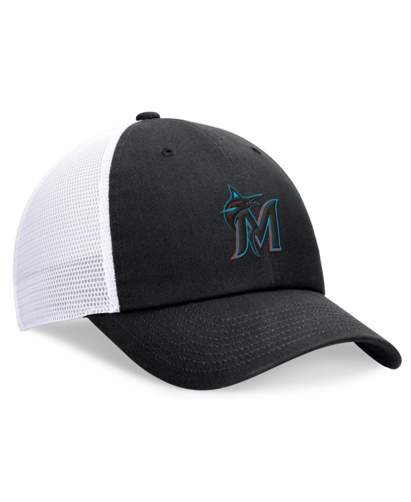 Men's Black Miami Marlins Club Trucker Adjustable Hat