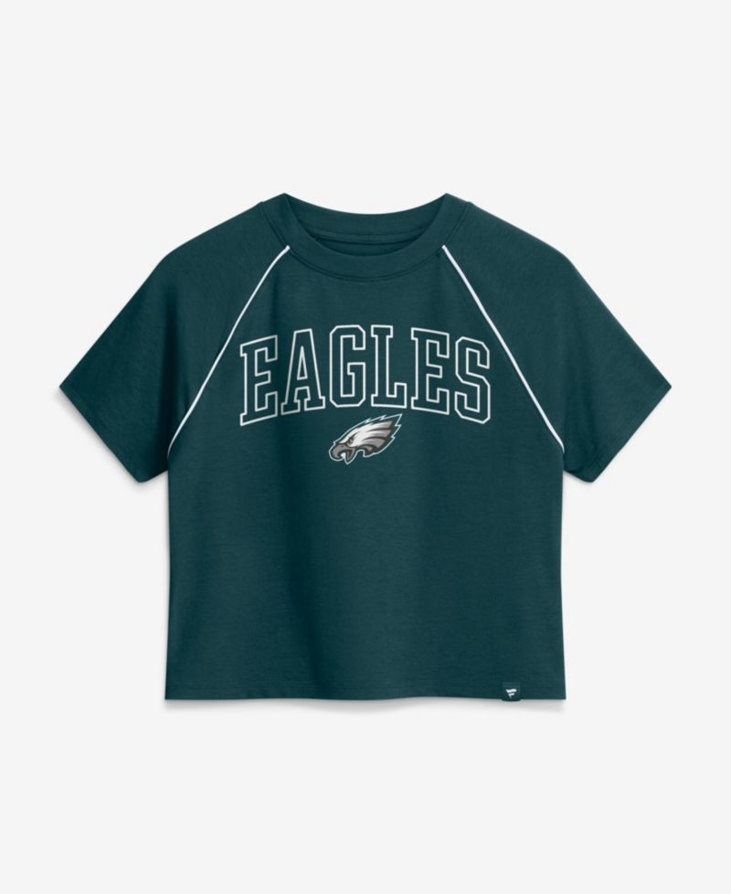 Women's Philadelphia Eagles Offensive Scheme Cropped Raglan Crewneck T-Shirt