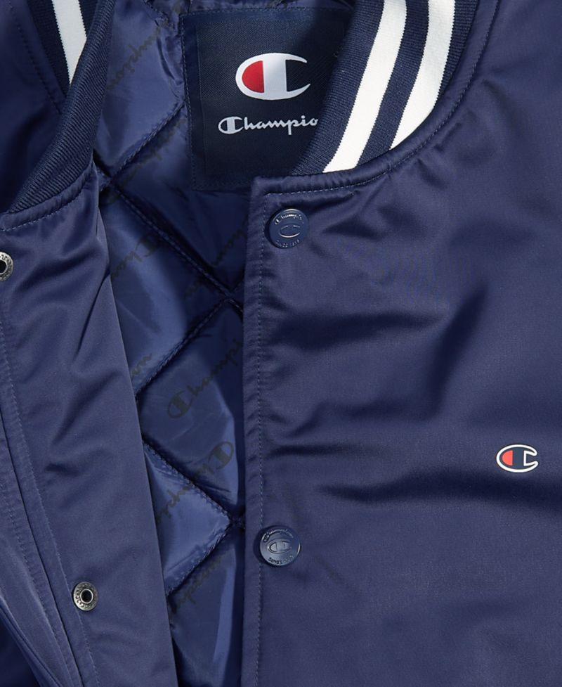 Men's Classic Logo Striped-Trim Varsity Jacket