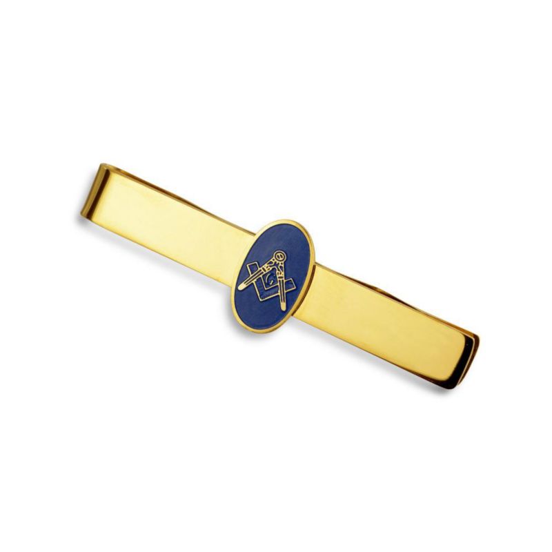 Freemason Masonic Insignia Tie Clip Necktie Bar Gold Tone Stainless Steel
