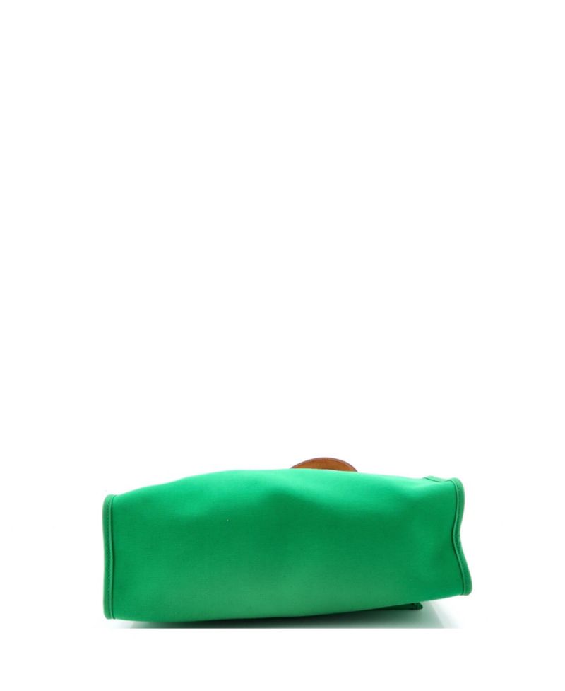 Pre-Owned Herm&eacute;s Herbag Zip Leather and Canvas Shoulder Bag