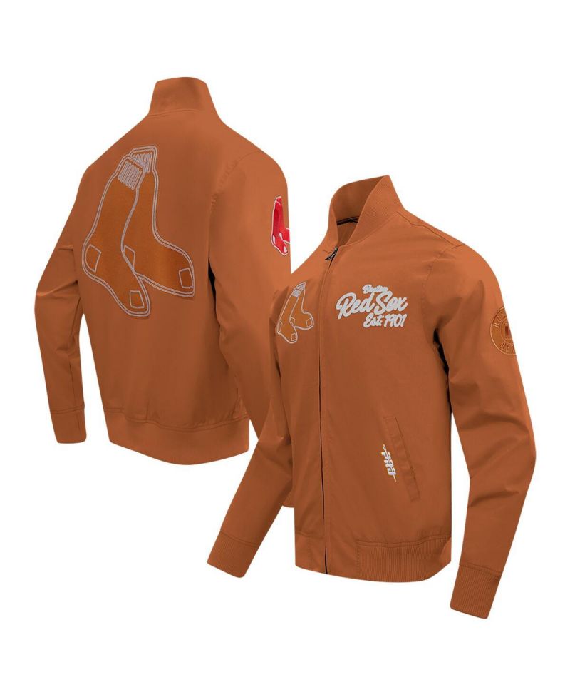 Men's Brown Boston Red Sox Paint The City Twill Full-Zip Jacket