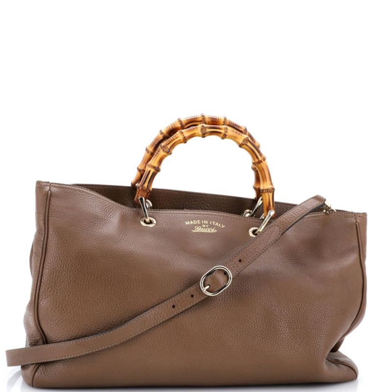 Large Bamboo Shopper Tote Leather