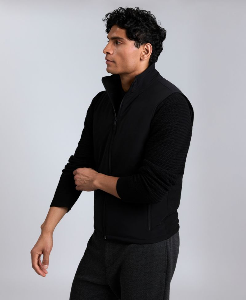 Men's Mixed Media Mock Neck Vest